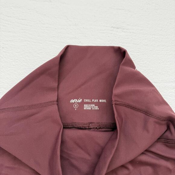 Aerie Chill Play Move High Waisted Leggings Burgundy, Size Small - Picture 3 of 6